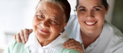 Volunteer visiting elderly client