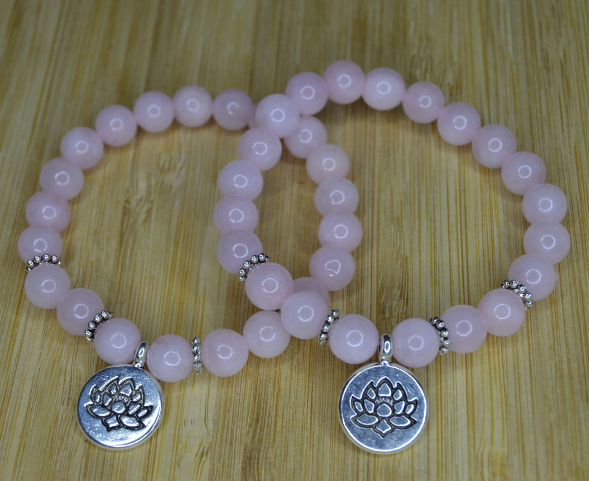 Bracelet en Quartz Rose Fleur de Lotus