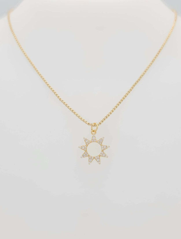 Thumbnail: Pave Small Sun Necklace - Klassy Rounds