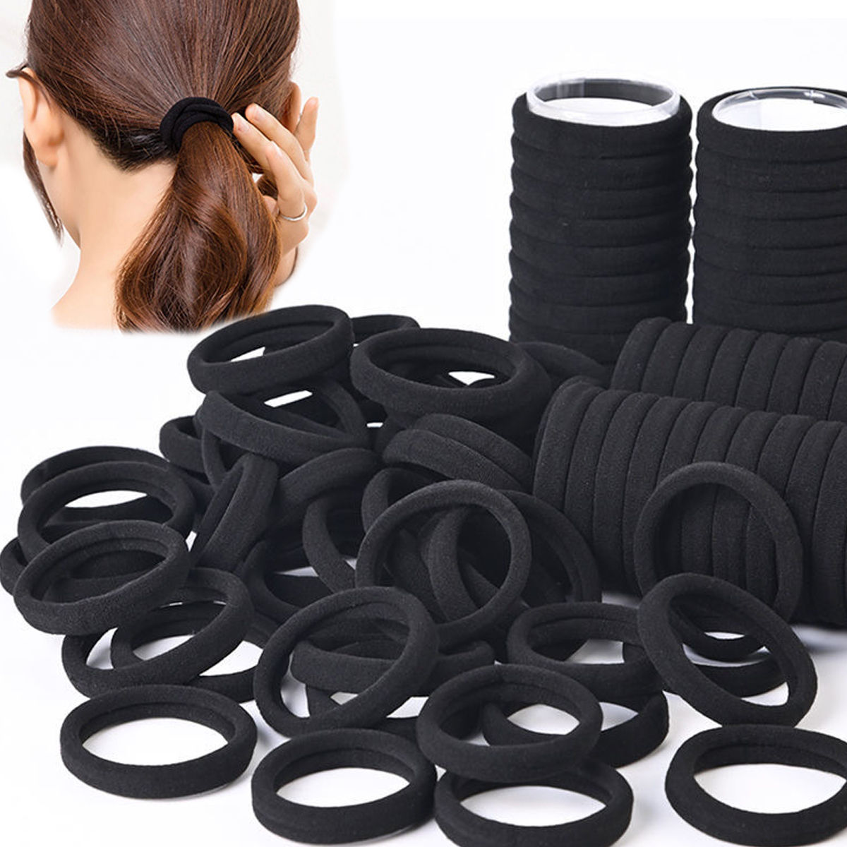 50/100 pieces of black and white hair bands, women's hair bands, high-elasticity