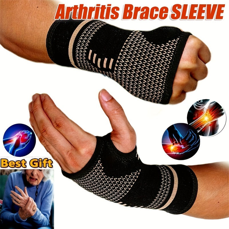 New 1Pcs Copper Fiber Bracer Wrist Elastic Sport Bandage Wristband Hand Gym Supp