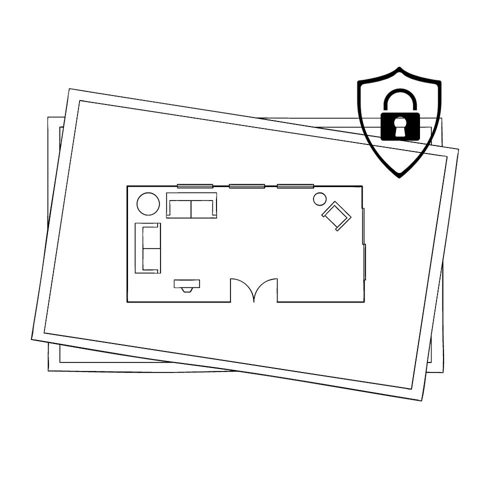 project blueprints with a lock logo signifying a secure plan