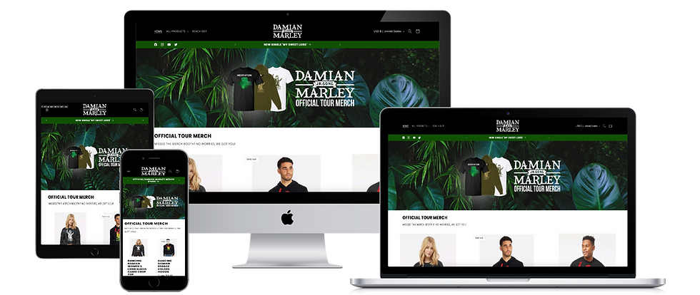 Damian Marley musician merchandise shopify website