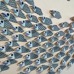 Hand-drawn fish swimming together