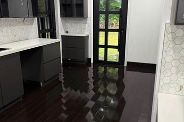 Kitchen Floors installed and Kitchen Cabinets