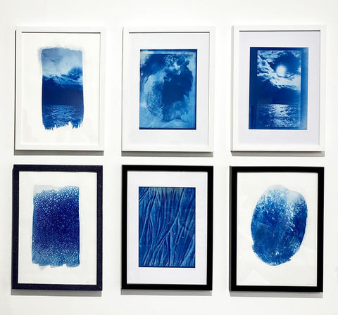 Reflective art, sea, sun, cyanotypes, paper art, prints, sea art, affordable art , art on paper, environmental art, affordable art