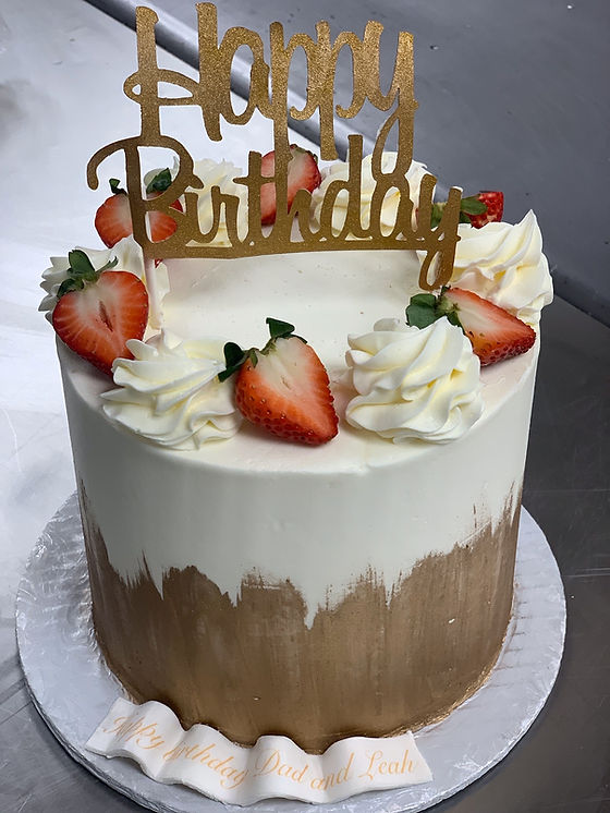 Gold Brushed Strawberry Cake | The Boujie Bakery