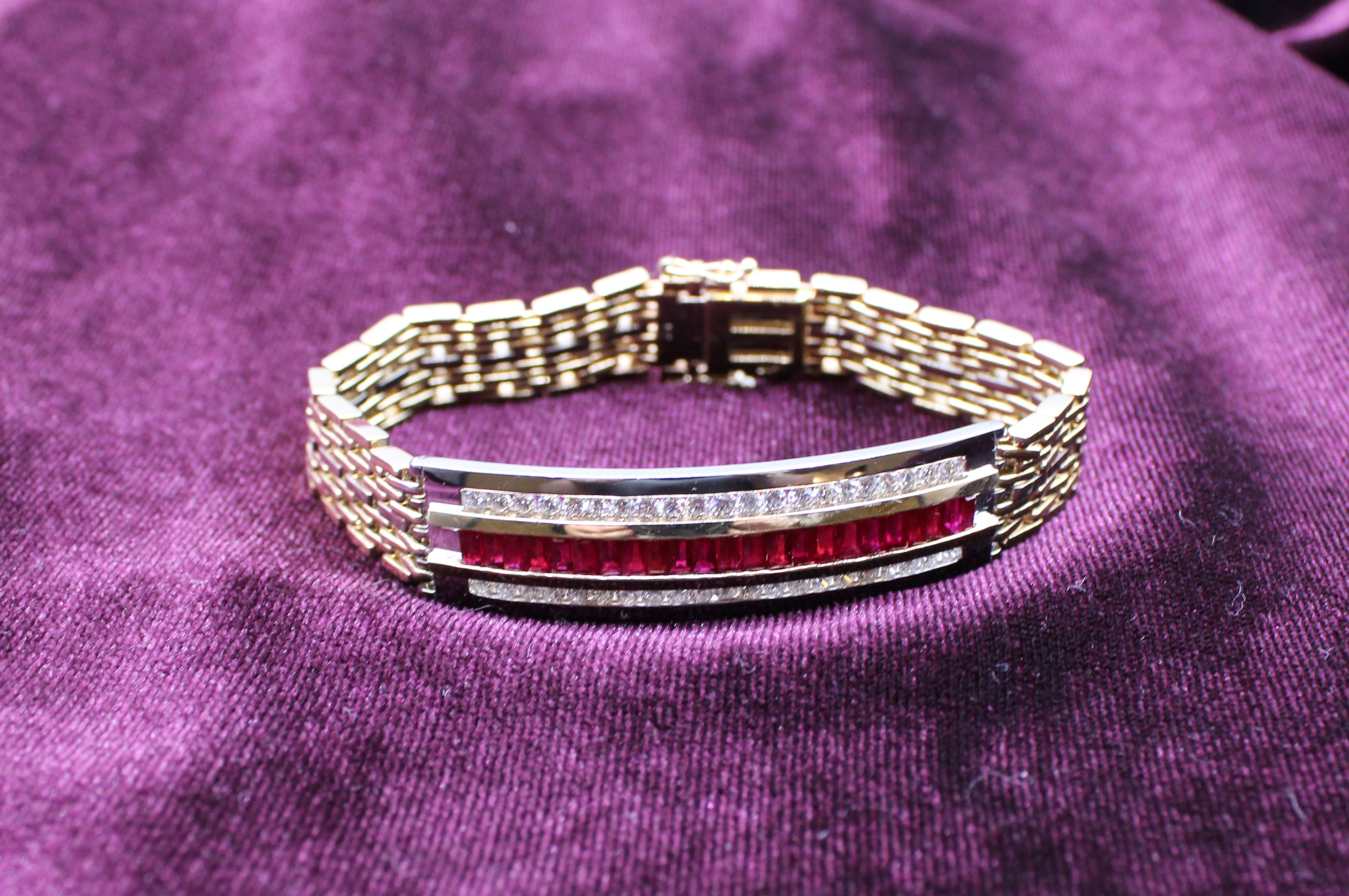 Gent's Ruby and Diamond Bracelet