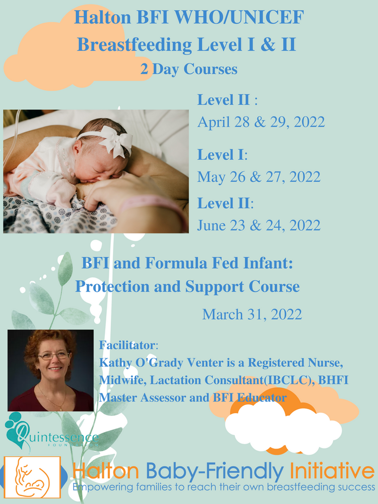 Halton BFI WHO/UNICEF Breastfeeding Level I & II, 2 Day Courses