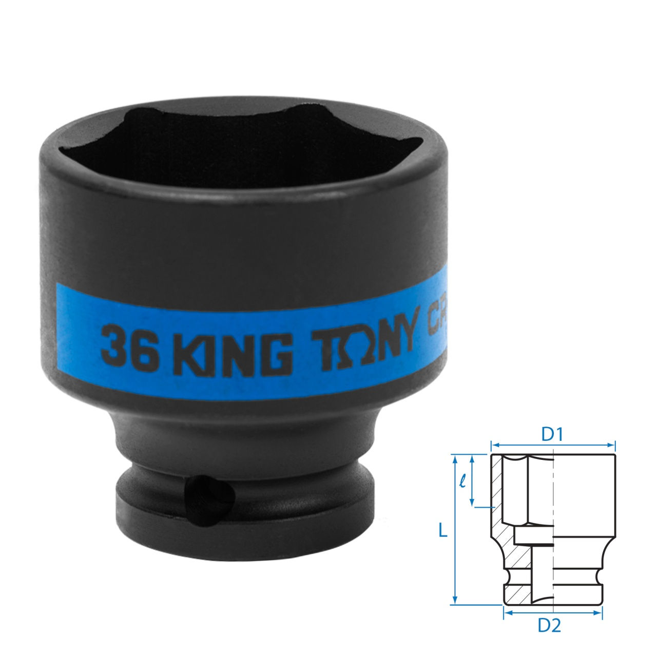 Головка торцевая ударная шестигранная 1/2", 36 мм KING TONY 453536M