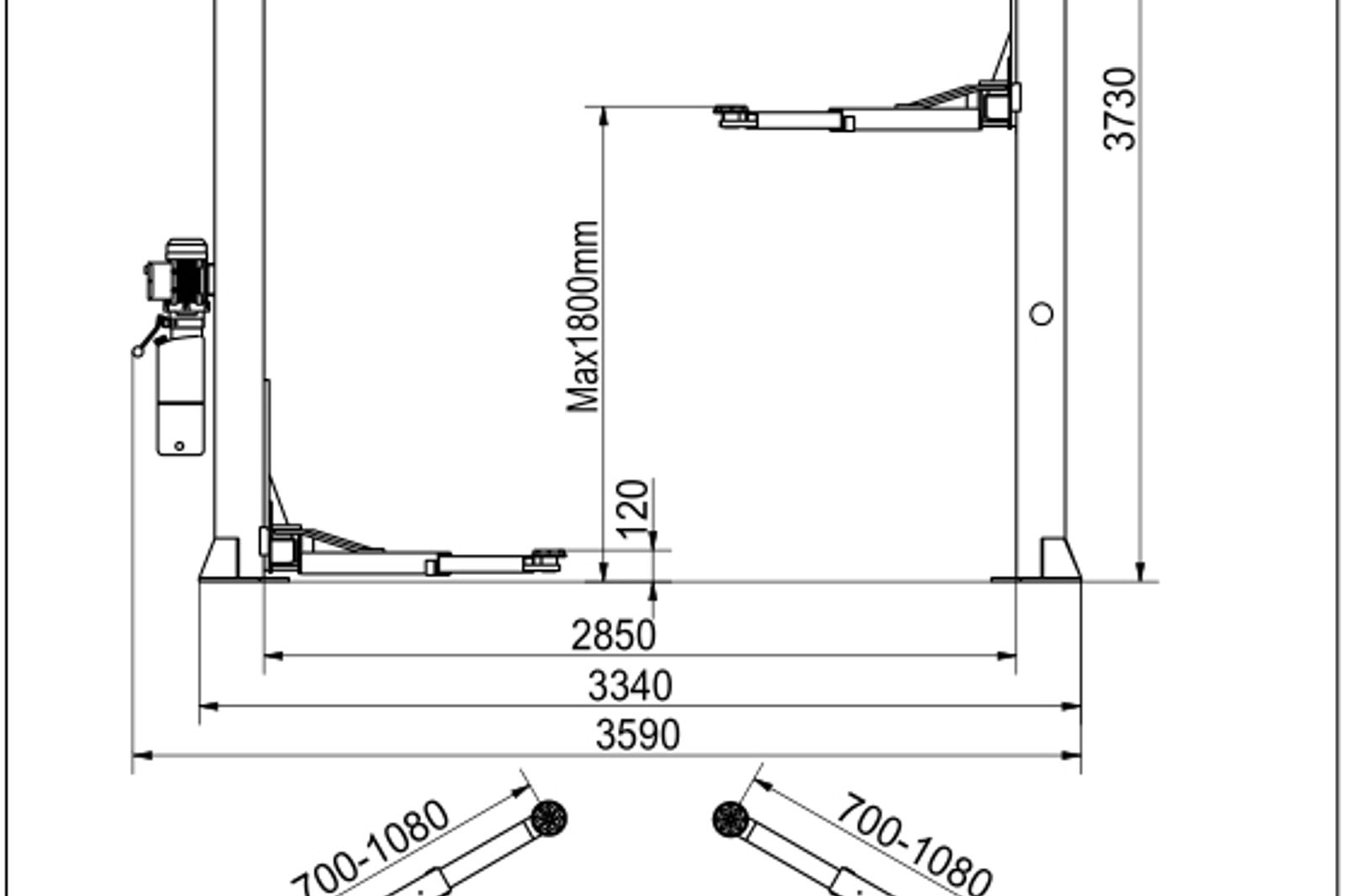 KraftWell CORSO 2B Подъемник комплект г/п 4 т.