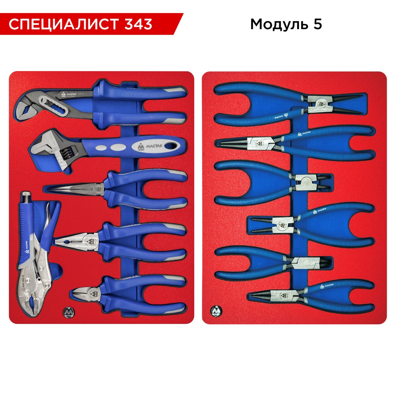 Набор инструментов 343 предмета, "СПЕЦИАЛИСТ 343", в синей тележке МАСТАК 50-073