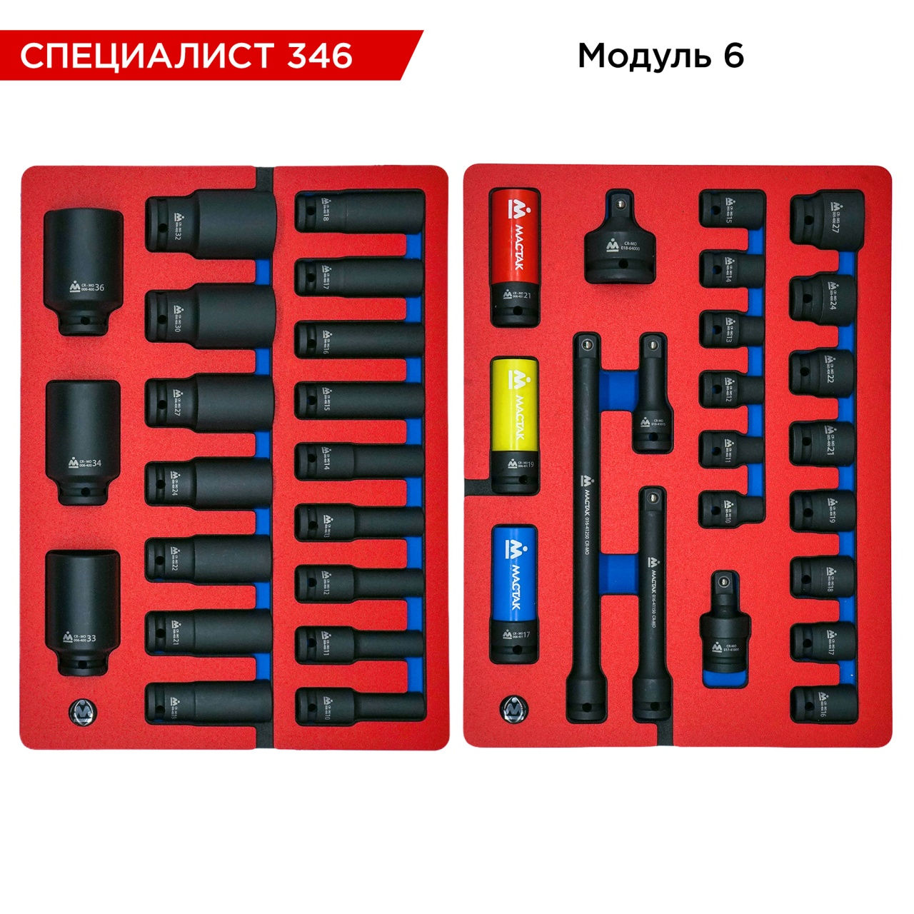 Набор инструментов 346 предметов, "СПЕЦИАЛИСТ 346", в синей тележке МАСТАК 50-07