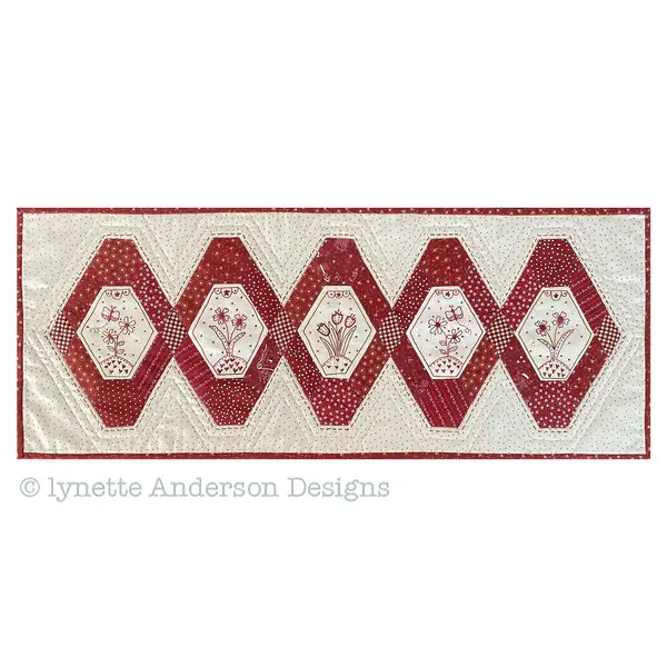 Redwork Posies Tablerunner