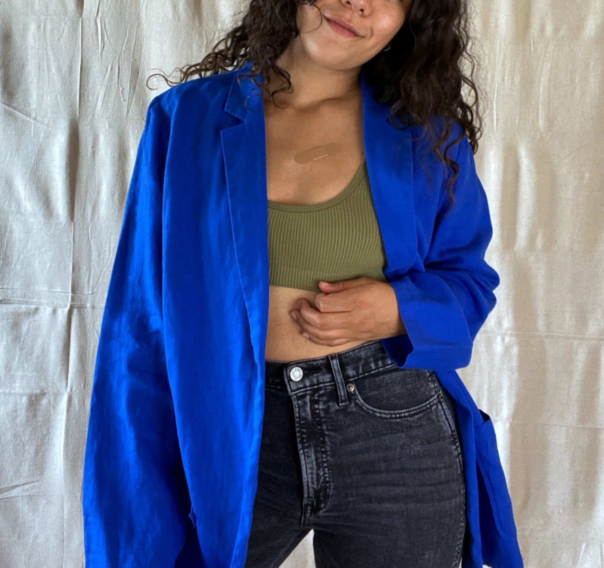 Cobalt Blue Linen Blazer