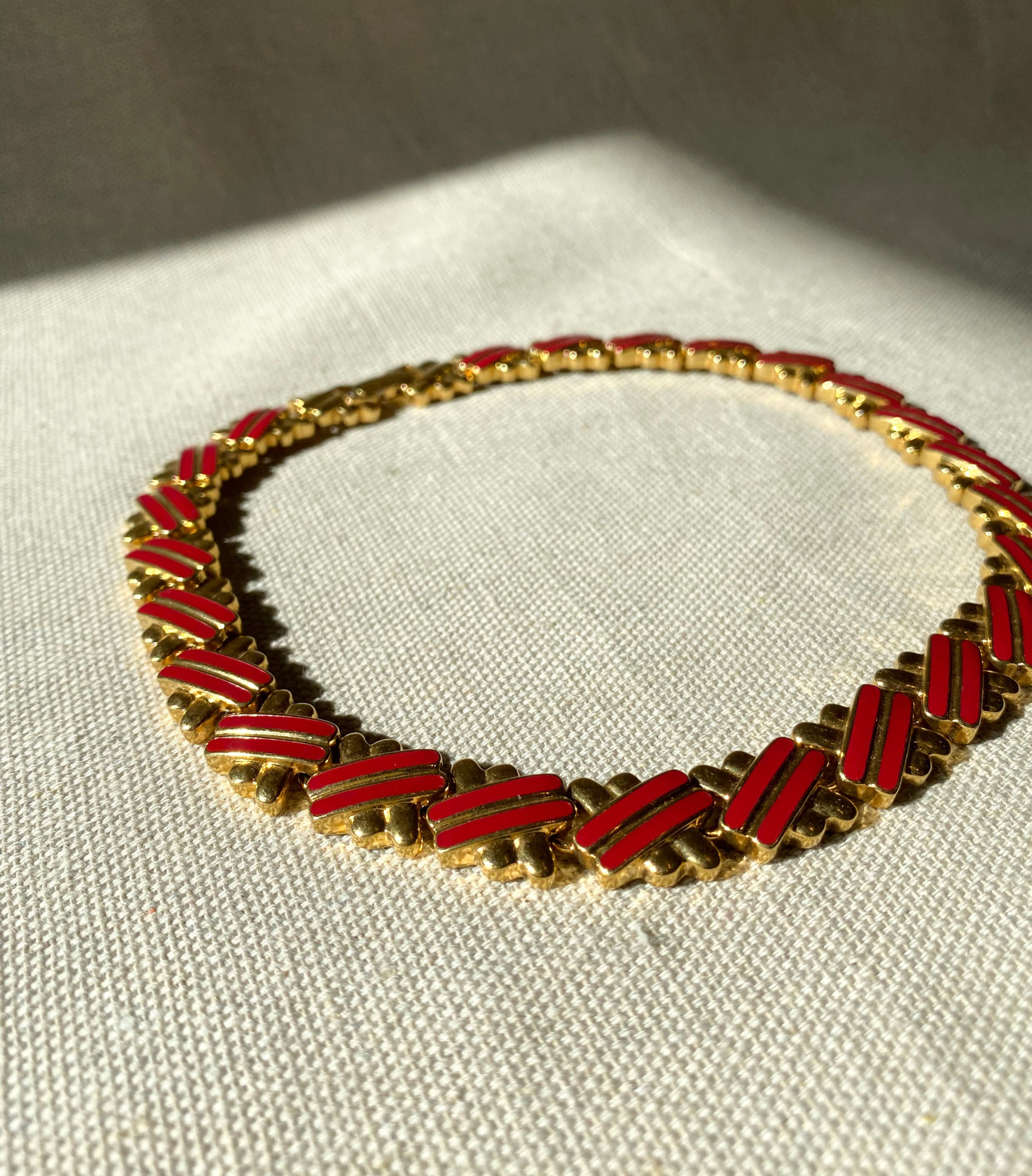 Vintage Gold & Red Choker Necklace