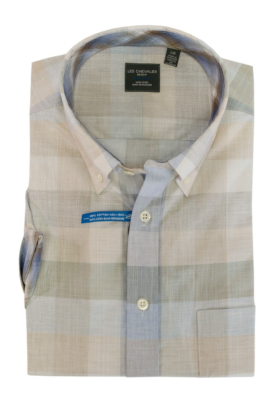 100% Cotton Non-Iron Collar Short Sleeve Sport Shirt