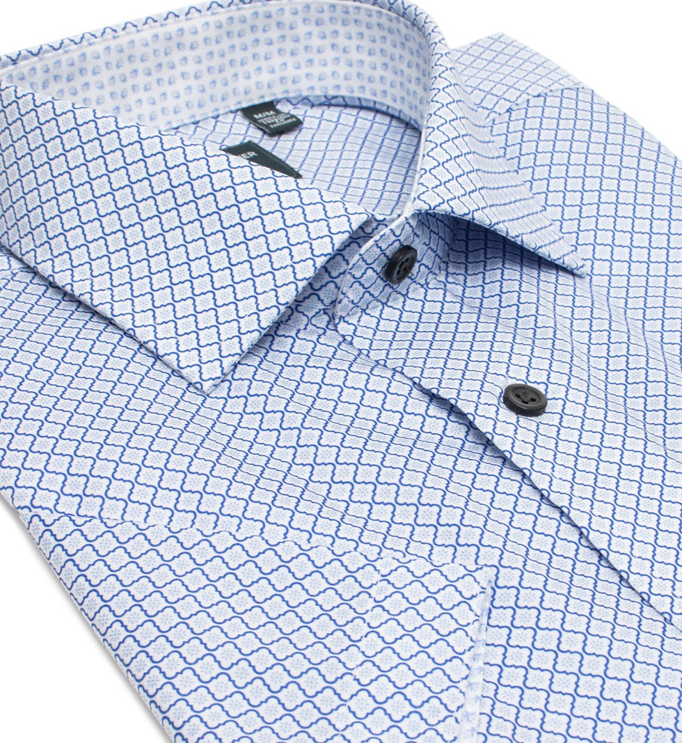 100% Cotton Non-Iron Print Spread Collar Short Sleeve Sport Shirt