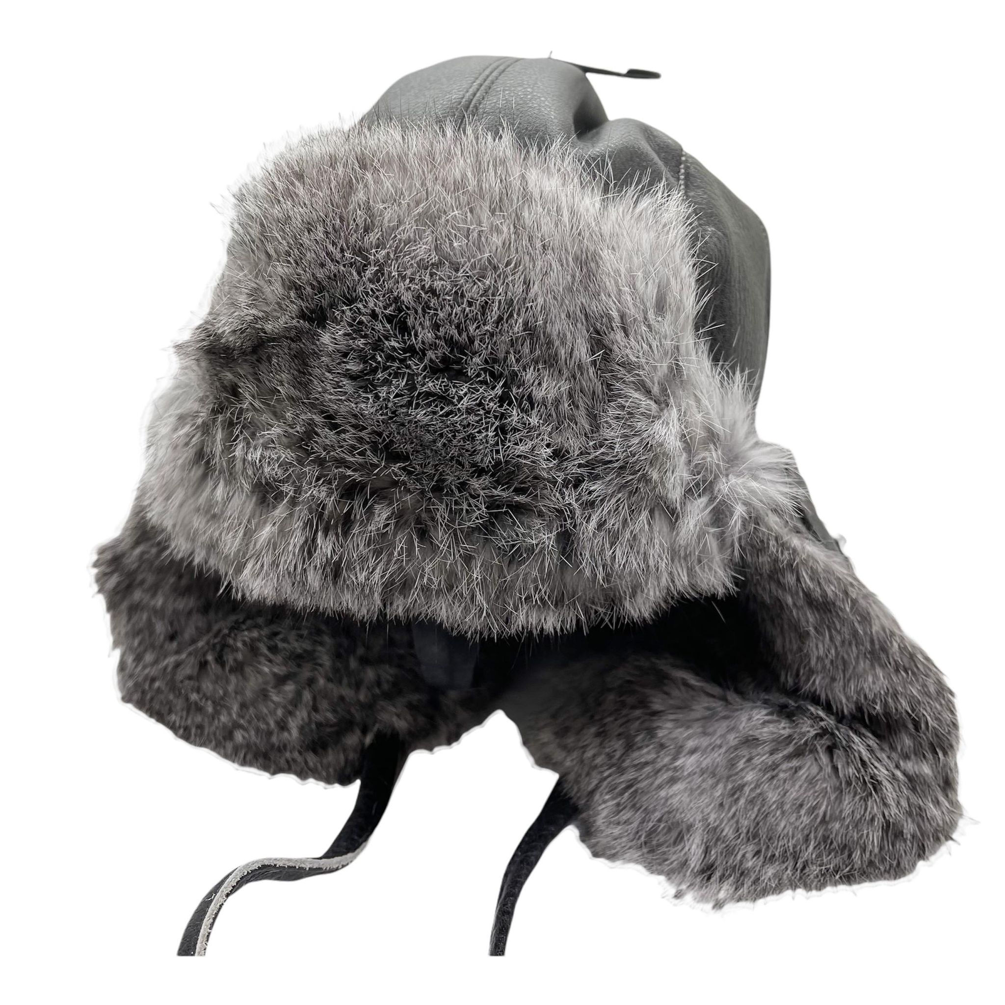 Crown Cap Leather Rabbit Chapka Hat