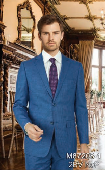 Royal Blue Check Full Suit 100% Wool