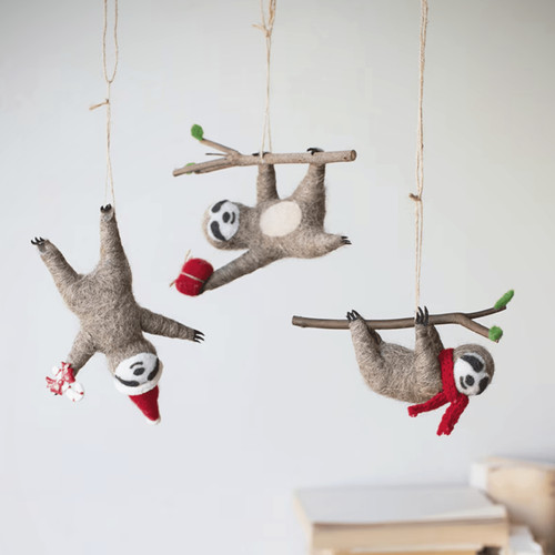 Hangin' Out Sloth Ornament Set | Lazy Sloth Holiday Ornaments
