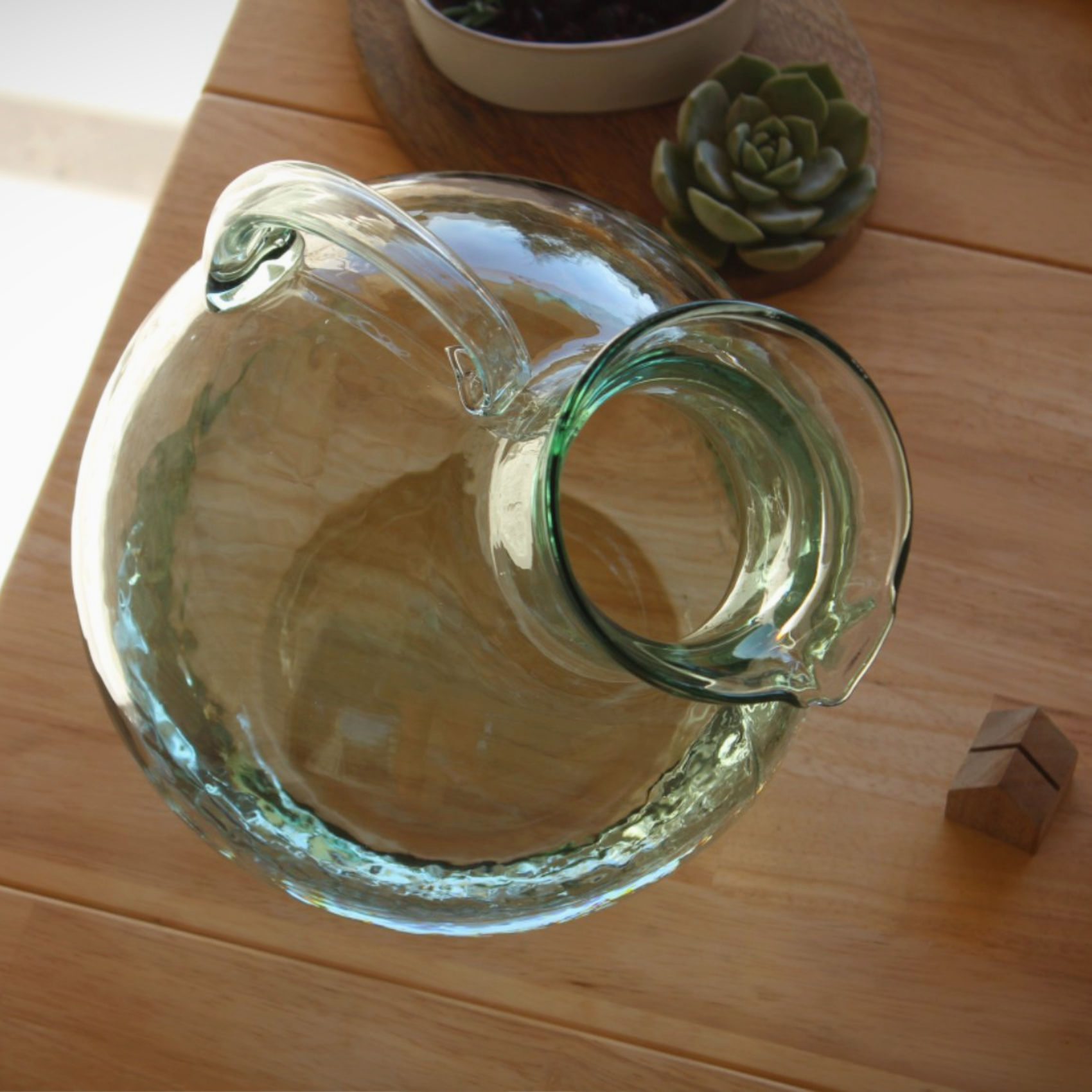 handmade glass pitcher