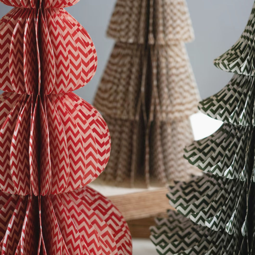 red green and brown paper trees
