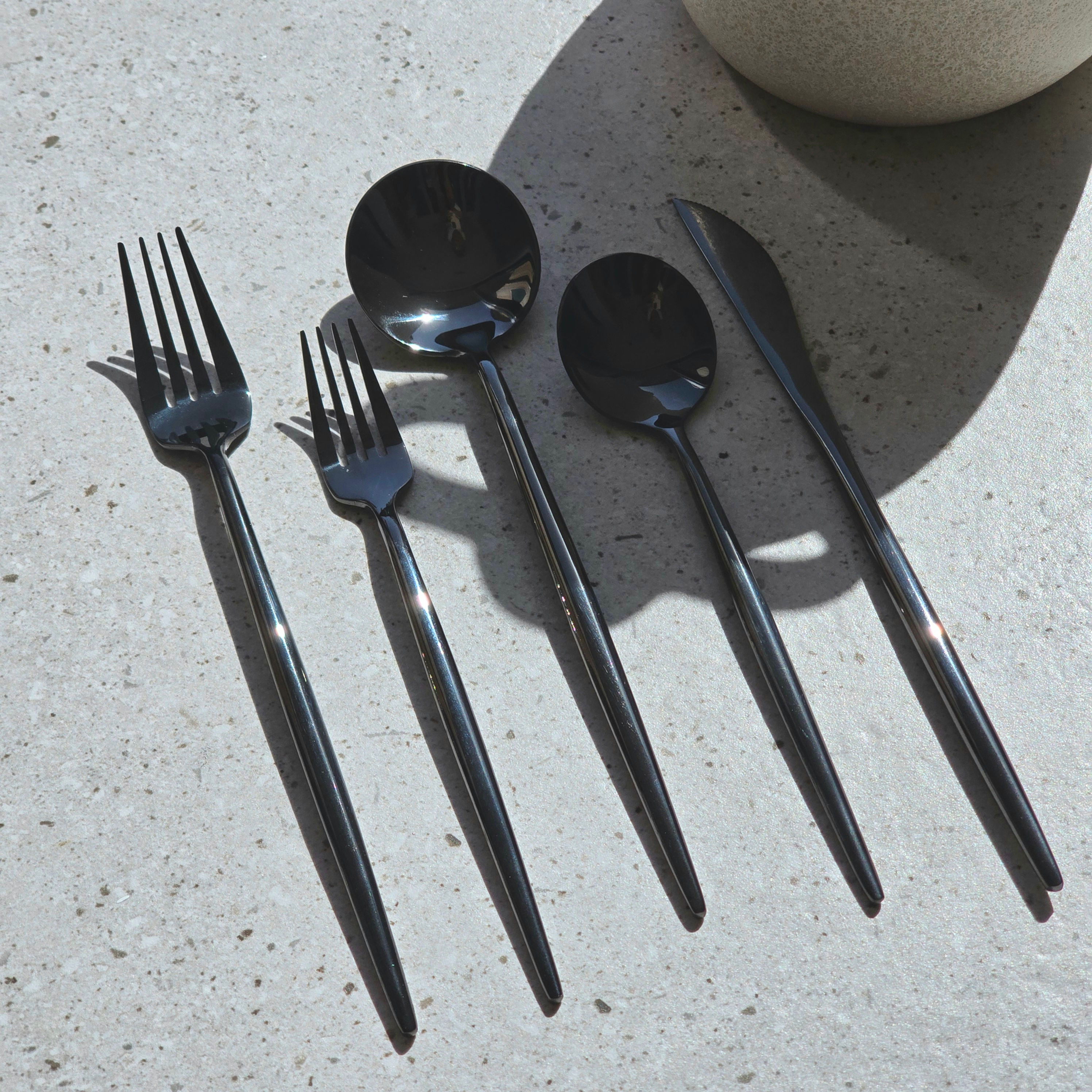 shiny black modern flatware