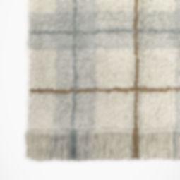 blue and brown plaid cotton rug