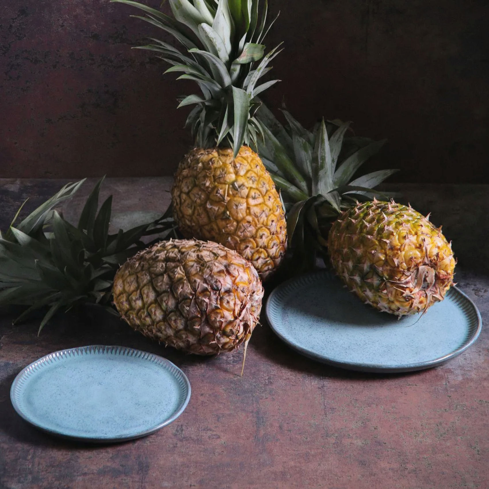 blue glazed stoneware dishes