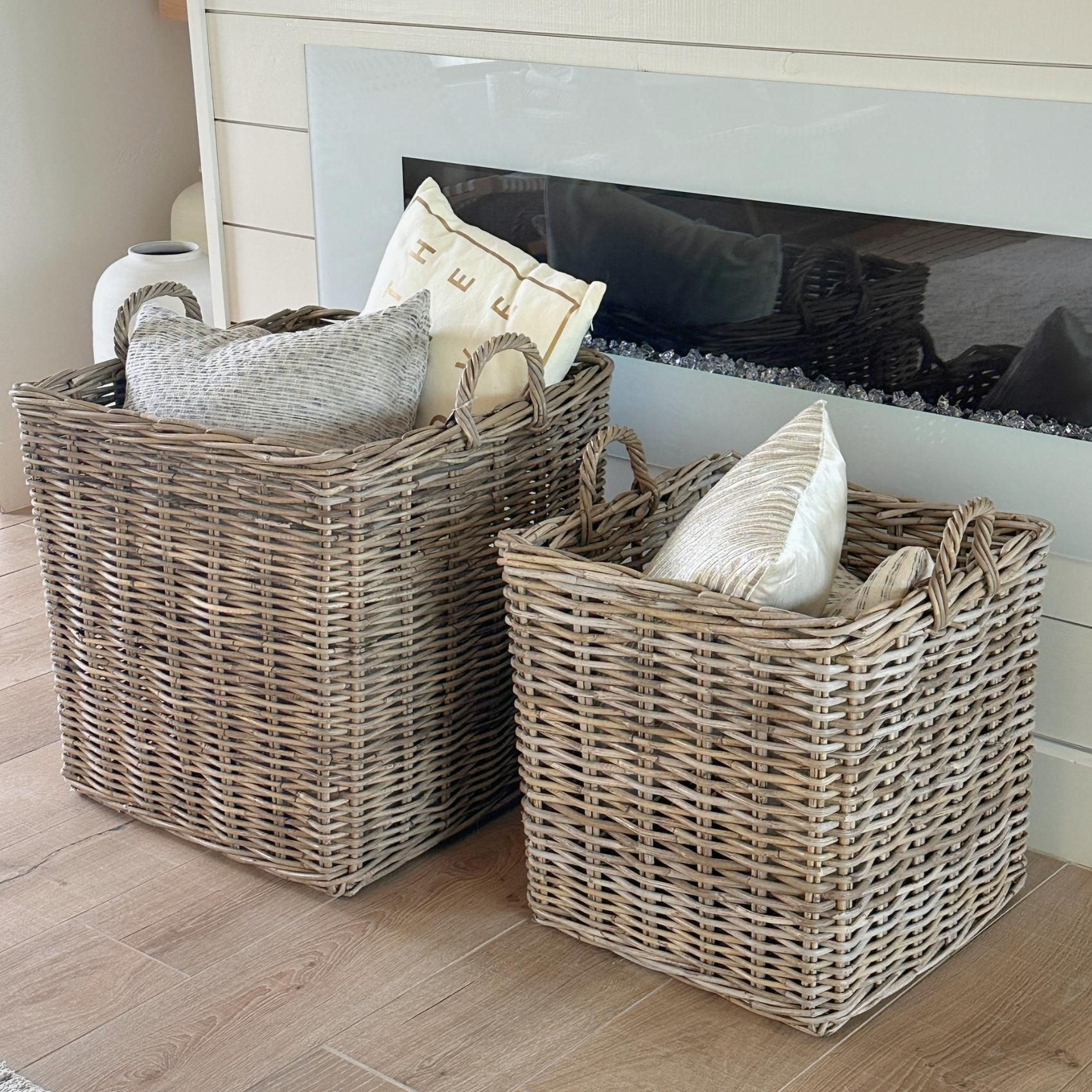 set of rattan storage baskets