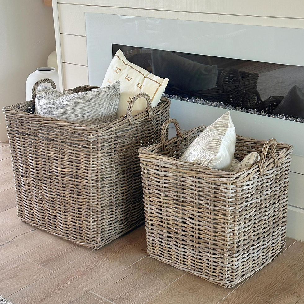 set of rattan storage baskets