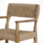 teak and woven dining chairs