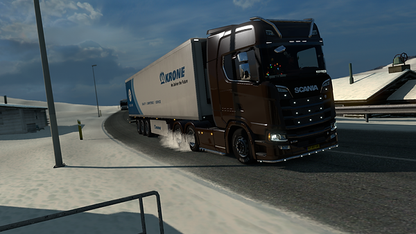 A Scania S truck on snowy road