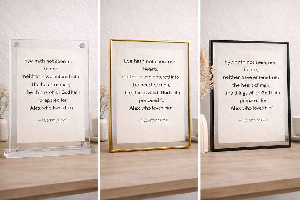 Thumbnail: Tabletop  personalised Bible verse frame with soft neutral tones, perfect Christian gift for home or special occasions.