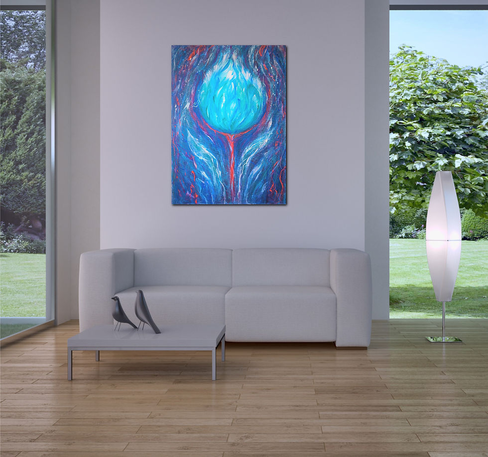 blue floral abstract wall art