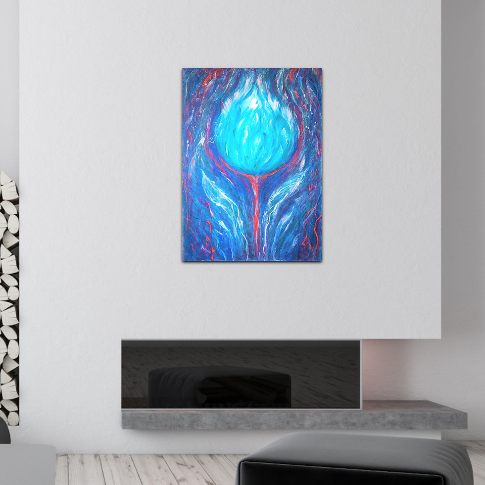 Sīktēls: modern blue flower painting print