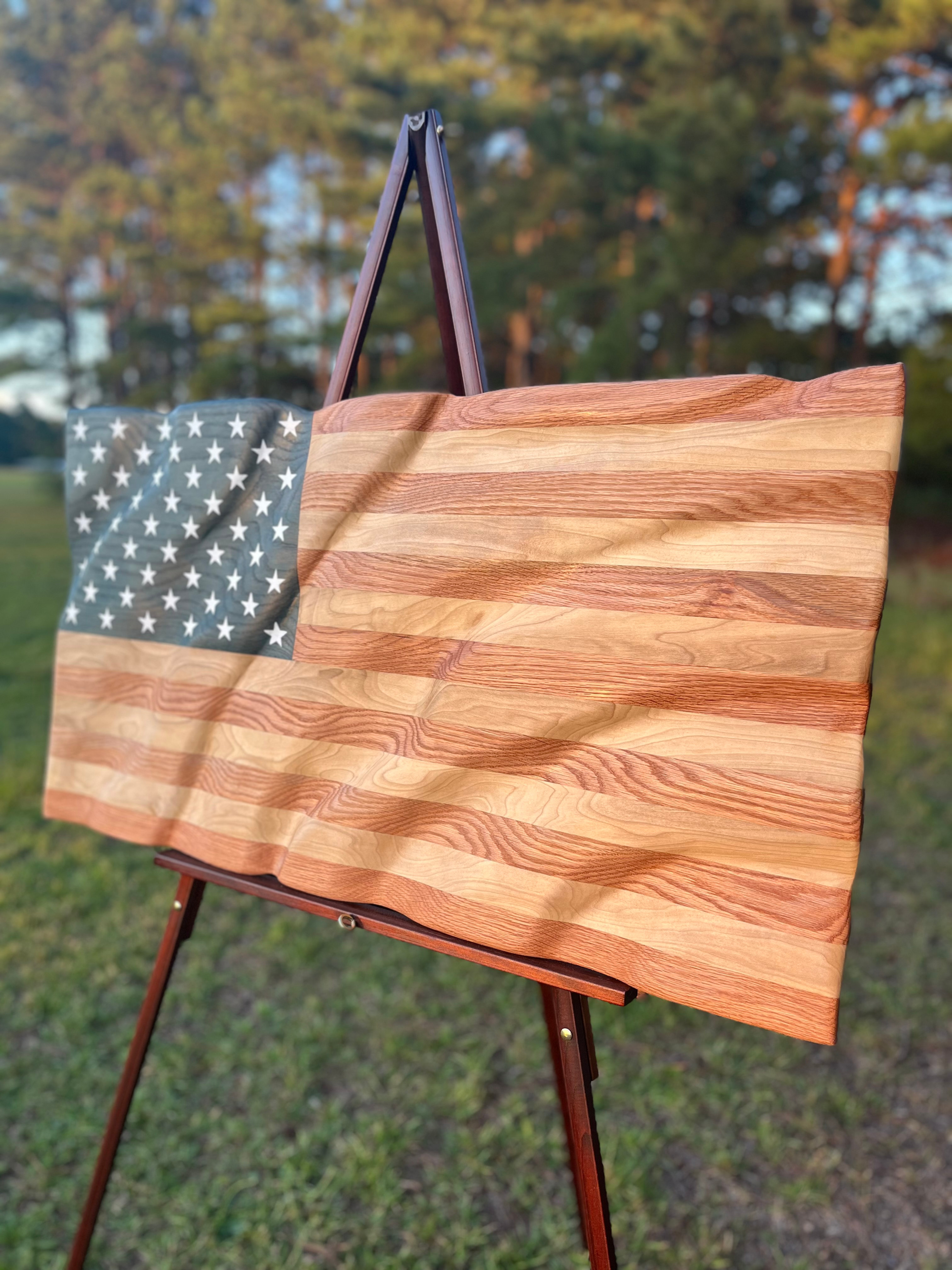 Handcrafted Wooden American Flag