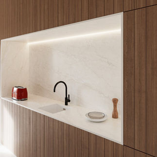 Cuisine moderne avec surface Dekton Thala, design élégant et matériaux durables pour projet sur mesure