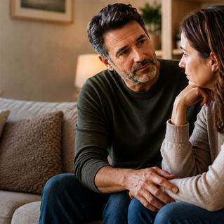 Man showing empathy by listening to his partner during a relationship conversation