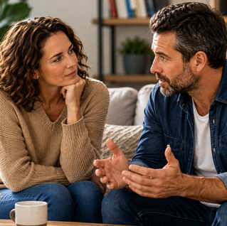 Couple practicing healthy communication and listening skills to improve connection in their relationship
