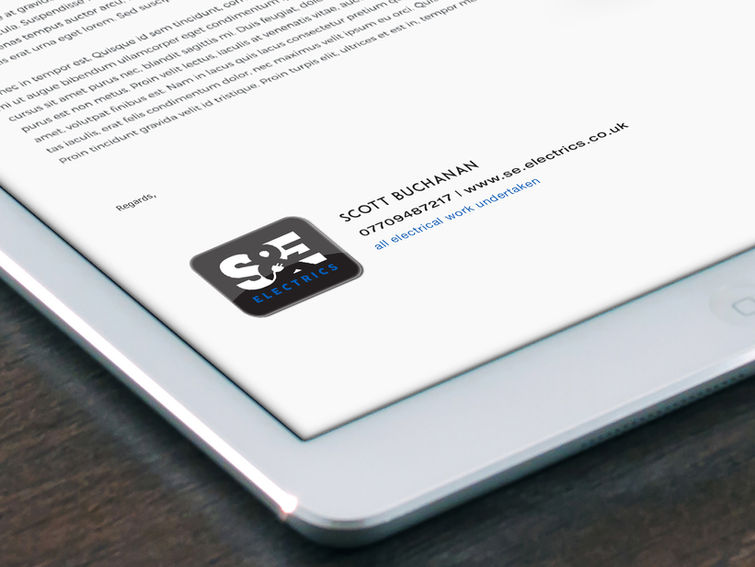 Electrician's Logo email signature on iPad