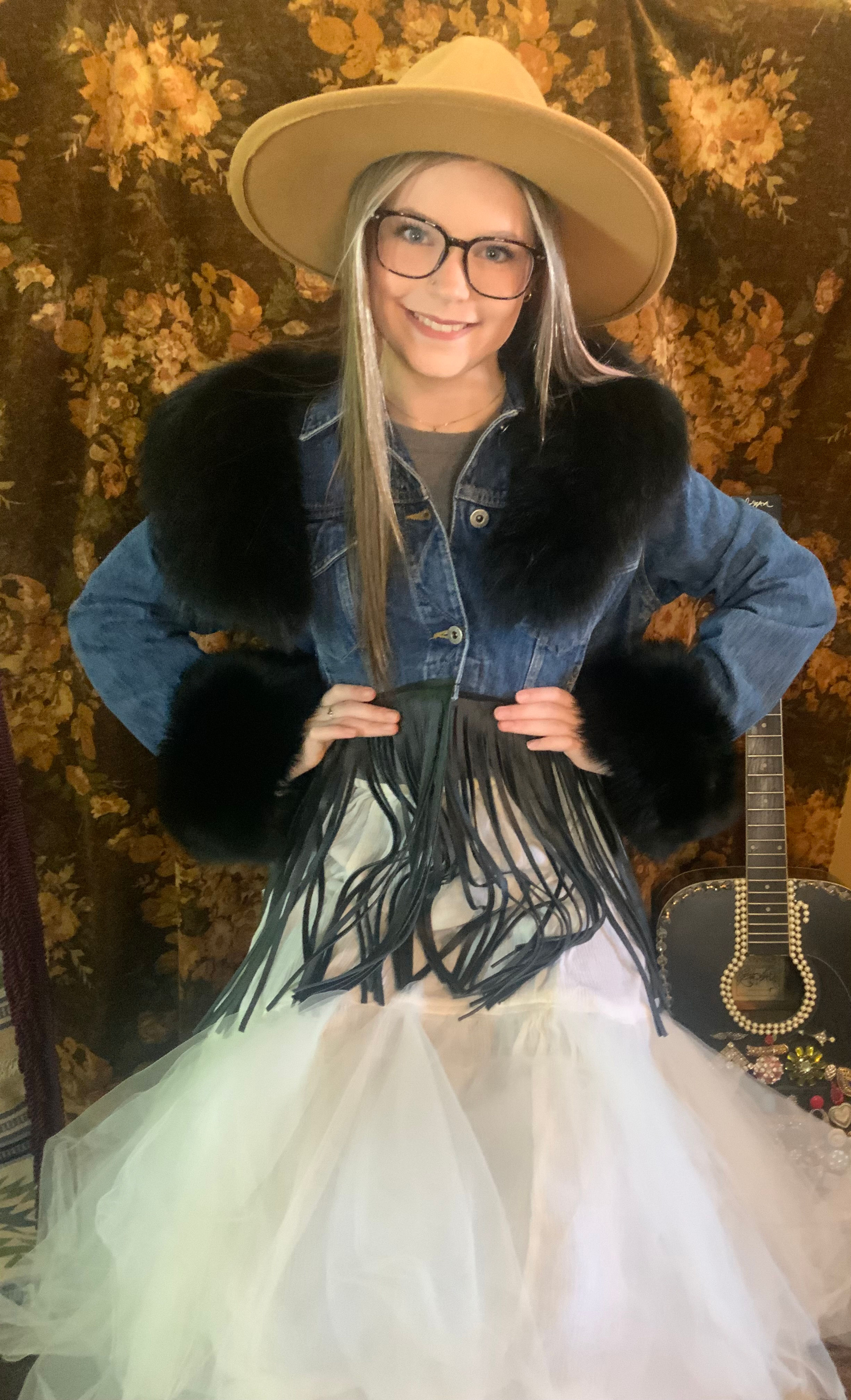Cowgirl Denim with Fur and Leather Fringe