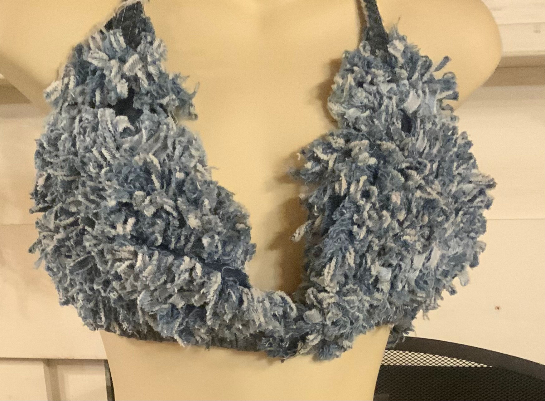 Destroyed Denim Bra Top