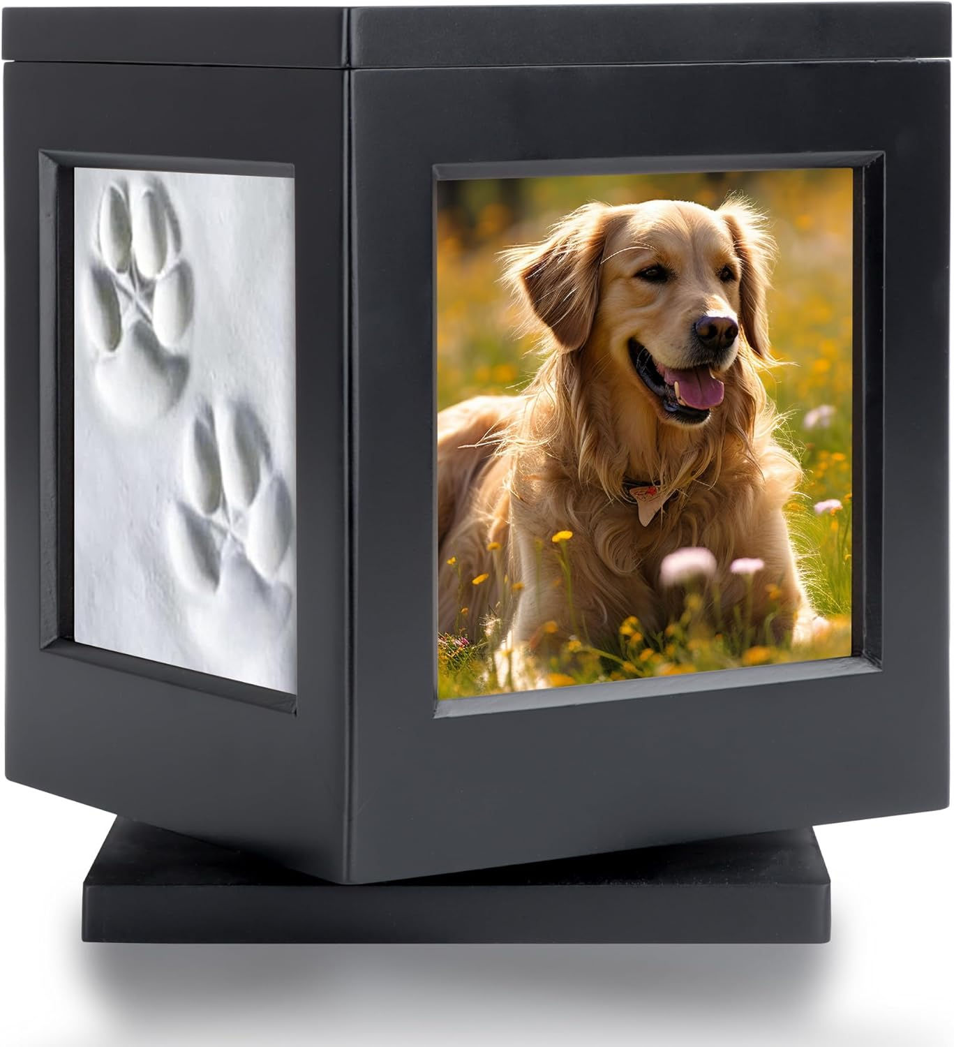 Personalized Dog Urn for Ashes, Black Wooden Memorial Keepsake for Cat