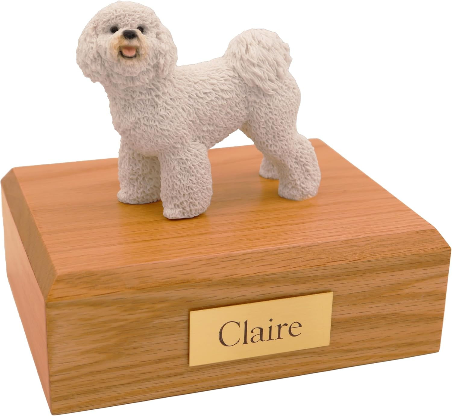 Bichon Frise, Standing Small Cremation Urn, Handcrafted Resin Figurine