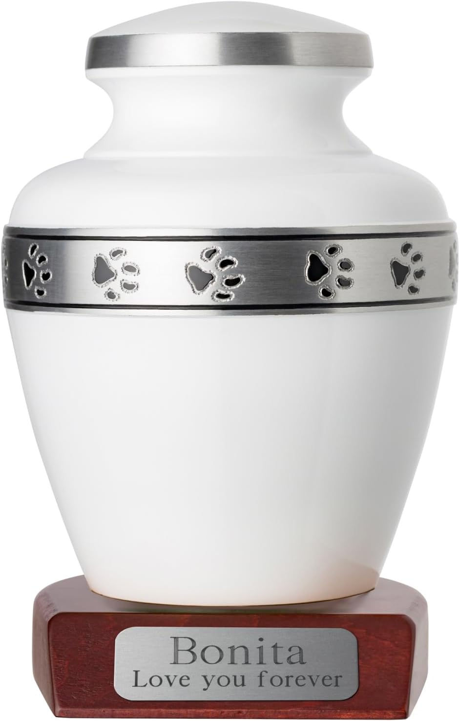 Miniatura: Pet Urn for Dogs and Cats with Personalized Wooden Base, Morgan Tribute Series