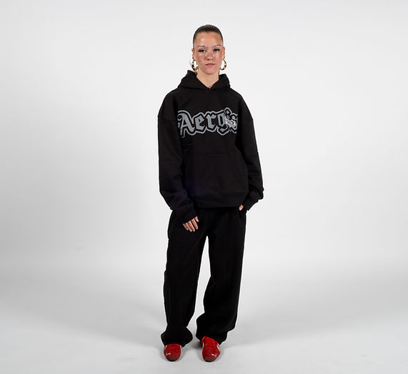 Black luxury hoodie with phone pocket