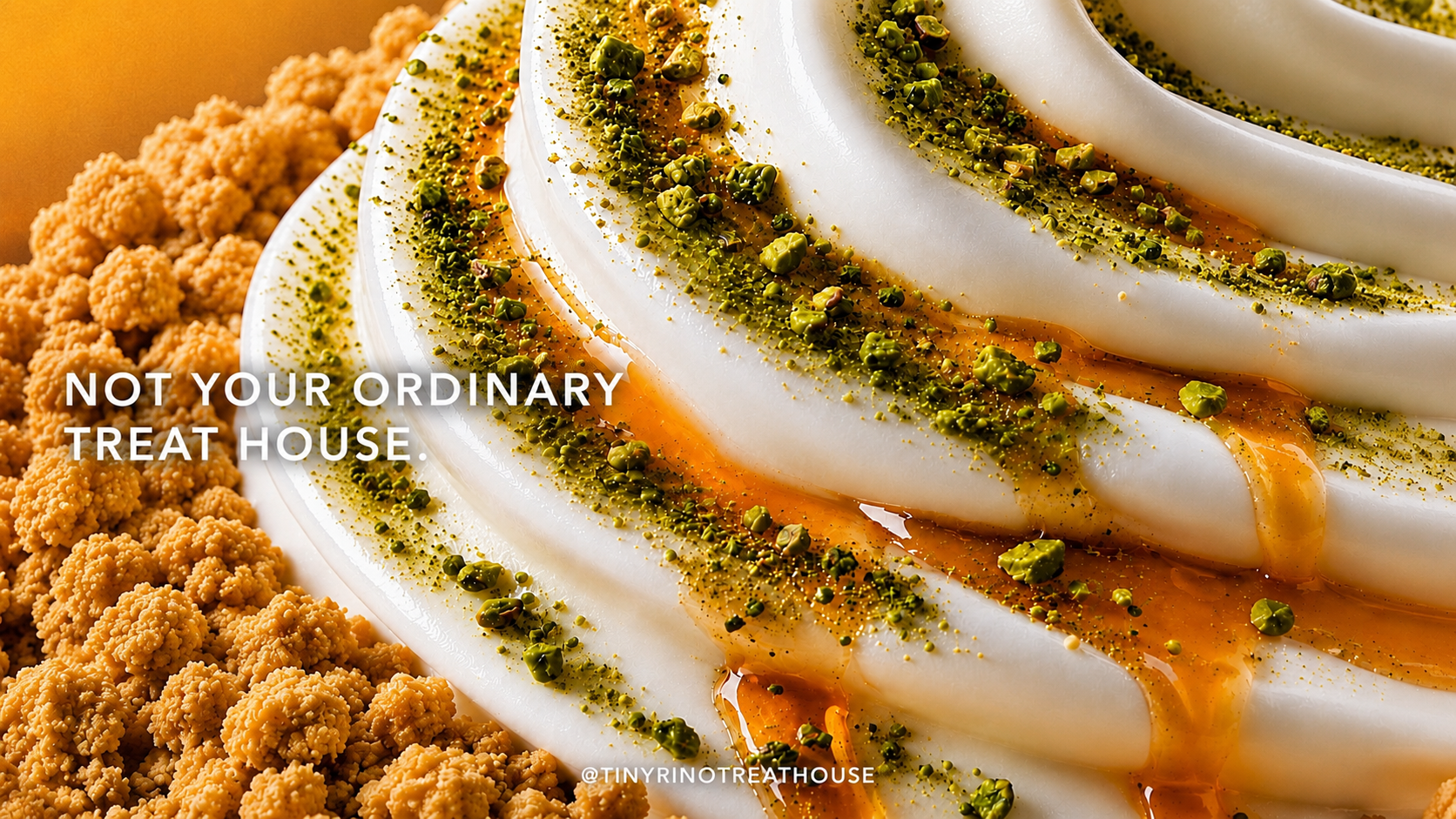 Soft serve swirl with pistachio and crumble