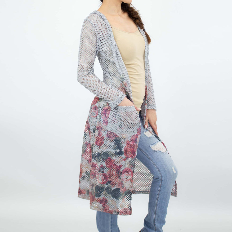 Thumbnail: Long Sleeve Hooded Light Cardigan